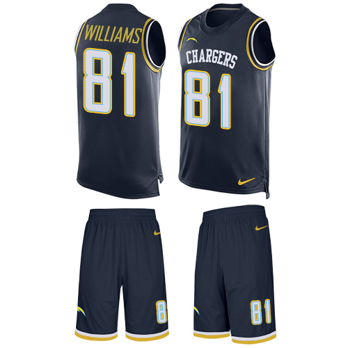Nike Chargers #81 Mike Williams Navy Blue Team Color Men's Stitched NFL Limited Tank Top Suit Jersey - Click Image to Close